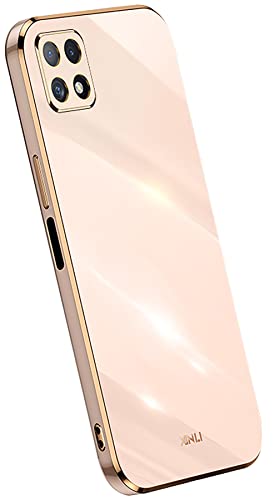 KEYYO Schutzhülle für Samsung Galaxy A22 (5G Edition), weich, TPU, Silikon, vergoldeter Rand, ultradünn, Rosa von KEYYO