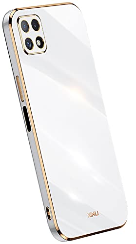 KEYYO Schutzhülle für Samsung Galaxy A22 (5G Edition), weiches TPU-Silikon, vergoldeter Rand, ultradünn, Weiß von KEYYO