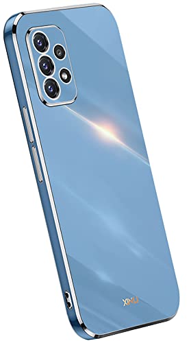 KEYYO Schutzhülle für Samsung Galaxy A52 | A52 5G | A52S 5G, weiche TPU-Silikonhülle, vergoldeter Rand, ultradünn, Blau von KEYYO