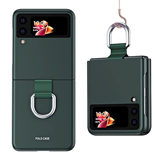 KEYYO Schutzhülle für Samsung Galaxy Z Flip 3, Schutzhülle aus PC mit Ringschnalle, Schutzhülle mit Schlüsselanhänger, Grün von KEYYO