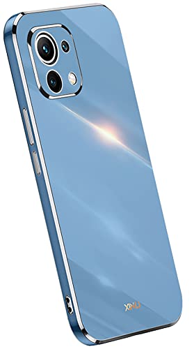 KEYYO Schutzhülle für Xiaomi MI 11 Lite (4G | 5G | NE Edition), weiches TPU-Silikon, Vergoldeter Rand, ultradünn, Blau von KEYYO