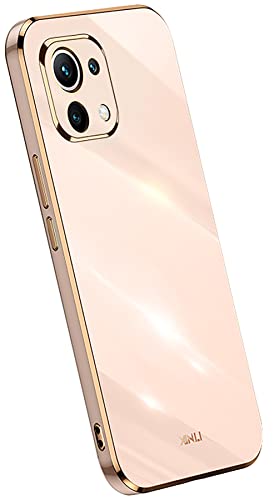 KEYYO Schutzhülle für Xiaomi MI 11 Lite (4G | 5G | NE Edition), weiches TPU-Silikon, vergoldeter Rand, ultradünn, Rosa von KEYYO