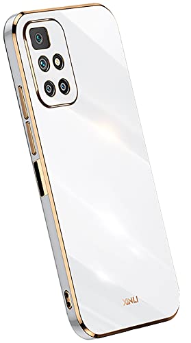 KEYYO Schutzhülle für Xiaomi Redmi 10 | Redmi 10 2022, Schutzhülle, weich, TPU, Silikon, Beschichtung mit goldfarbenem Rand, ultradünn, Weiß von KEYYO