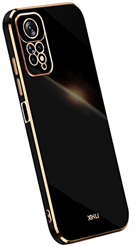 KEYYO Schutzhülle für Xiaomi Redmi Note 11 Pro/Note 11 Pro 5G, weiche TPU-Silikonhülle, vergoldeter Rand, ultradünn, Schwarz von KEYYO