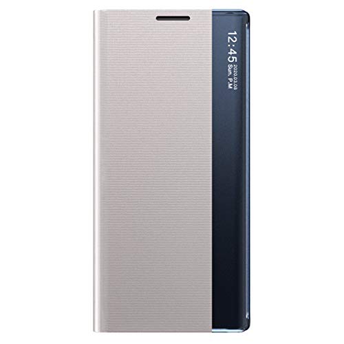 KEYYO Smart View Schutzhülle für Xiaomi MI 11T | 11T Pro, Prime, Klapphülle mit transparentem Sichtfenster, elegant, Spiegel Flip Case Cover mit Faltbarer Halterung – Silber von KEYYO