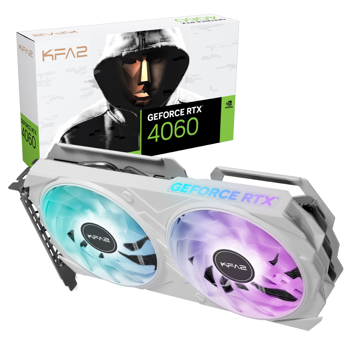 KFA2 GeForce RTX 4060 EX White 1-Click OC 8GB Grafikkarte - 8GB GDDR6, 1x HDMI, 3x DP von KFA2