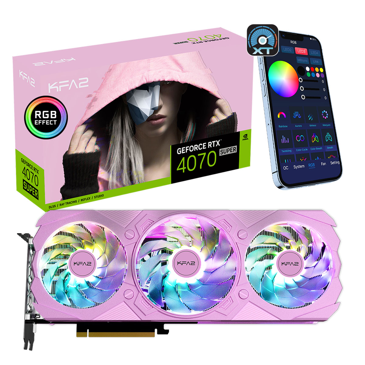 KFA2 GeForce RTX 4070 Super EX GAMER 1-Click OC Pink - 12GB GDDR6X, 1x HDMI, 3x DP von KFA2