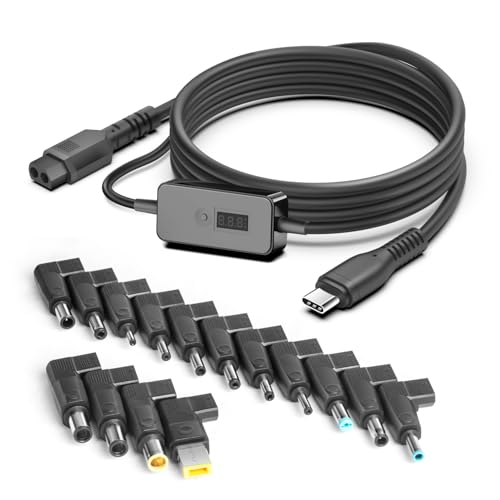 KFD 100W USB C auf DC Stecker Kabel 1,8M PD Schnellladekabel USB C 15 in 1 Universal Ladekabel with LED Display für iPhone 16 15 Pro Max, MacBook Pro/Air, iPad Pro 2024, Samsung Galaxy S23 S24 Pixel von KFD