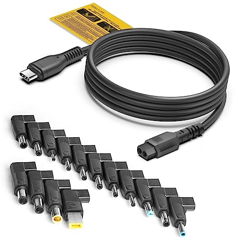 KFD 100W USB C auf DC Stecker Ladekabel, USB-C zu DC 20V Netzteil Ladegerät für Acer Lenovo HP ASUS Samsung Medion Sony Fujitsu MSI Dell XPS Chromebook Notebook 19V 20V Adapter kabel mit 15 Stecker von KFD