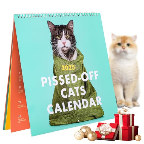 Katzenkalender 2025, Lustiger Katzenkalender 2025 Wandkalender, Katzenkalender Tischkalender, Verärgerter Katzen Kalender, Angry Cat Wandkalender Familienplaner Dekorativer Kreativer Tischkalender von KFDDRN