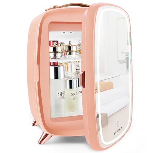 KFO Tragbarer gespiegelter Schönheitskühlschrank mit LED-Beleuchtung, 6 Liter tragbarer Minikühlschrank für Make-up, 4 Liter/6 Kann 3 LED Spiegel Licht Modus, für Make-up Storag (Rosa, 6 L) KFO Tragbarer gespiegelter Schönheitskühlschrank mit LED-Beleuchtung, 6 Liter tragbarer Minikühlschrank für Make-up, 4 Liter/6 Kann 3 LED Spiegel Licht Modus, für Make-up Storag (Rosa, 6 L) von KFO