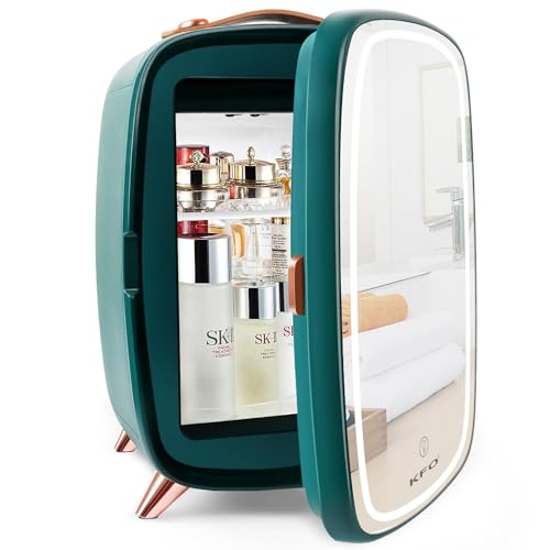 KFO Tragbarer gespiegelter Schönheitskühlschrank mit LED-Beleuchtung, 6 Liter tragbarer Minikühlschrank für Make-up, 4 Liter/6 Kann 3 LED Spiegel Licht Modus, für Make-up Storag (hellgrün, 6 L) KFO Tragbarer gespiegelter Schönheitskühlschrank mit LED-Beleuchtung, 6 Liter tragbarer Minikühlschrank für Make-up, 4 Liter/6 Kann 3 LED Spiegel Licht Modus, für Make-up Storag (hellgrün, 6 L) von KFO