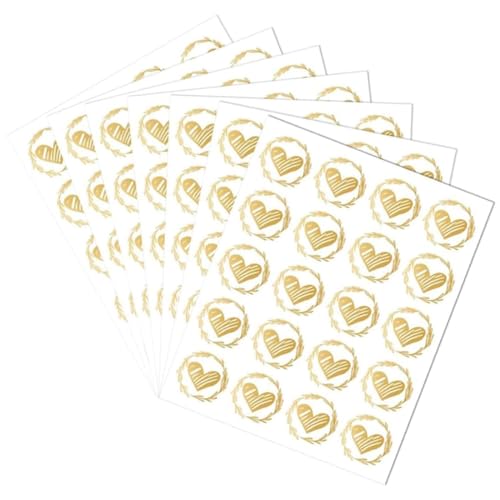 KGDUYC 500 Stück Gold Umschlag Aufkleber Herz,Klare Bronzierung Umschlagsiegel Hochzeit 3,2 cm Rund Herz-Aufkleber für Umschlag Postkarte Karten Einladung Grußkarte von KGDUYC