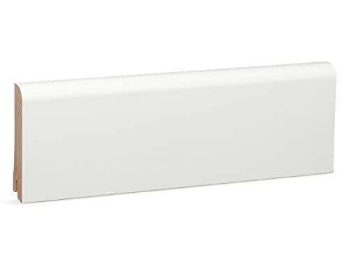 KGM Sockelleiste Oben Rund – Weiß lackierte Fußbodenleiste aus Kiefer Massivholz – Maße: 2400 x 18 x 95 mm – 1 Stück von KGM