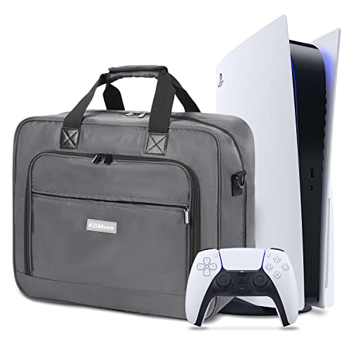 KGMCARE Tasche für Playstation 5, Tragetasche für Spielkonsole - kompatibel mit PS5, Playstation 5 Aufbewahrungstasche für PS5 Controller, Gaming Headset und Zubehör, Verstellbarer Innenraum (Grau) von KGMCARE