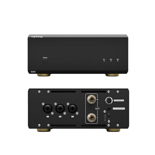 Topping B200 Reiner Mono-Leistungsverstärker - 200W Ausgangsleistung 3 x XLR/TRS Balanced Input 2 Gain NFCA Diskreter Verstärker 12V Trigger (Schwarz) von KGUSS