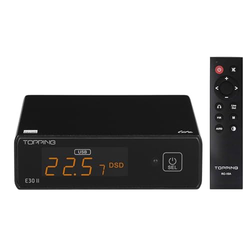 Topping E30 II lite DAC-Vorverstärker – AK4493S Hi-Res XMOS XU208 DAC 32 Bit/768 kHz DSD512 DSD Direktmodus für USB/Koax/optische Eingänge RCA HiFi Stereo Digital Audio Decoder von KGUSS