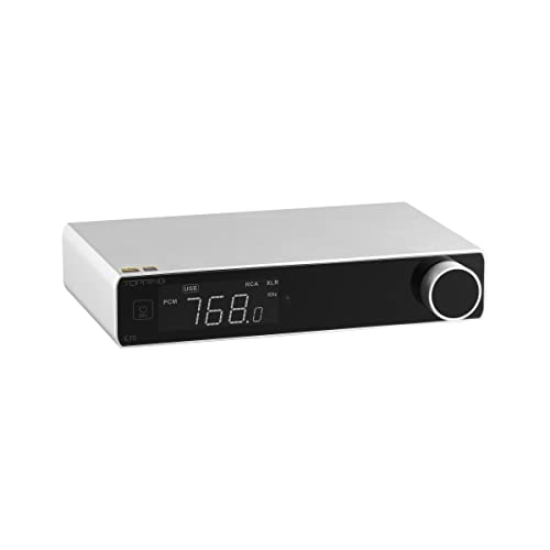 Topping E70 DAC Preamp Audio Decoder - ES9028PRO Bluetooth 5.1 LDAC Hi-Res XU316 32Bit/768kHz DSD512 BT/USB/Coax/Opt Inputs RCA/XLR HiFi Stereo Digital-to-Analog-Converter Silber von KGUSS