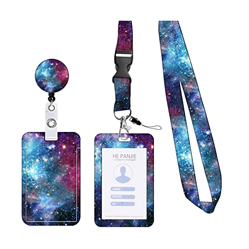 KHDULQ Ausweishalter,Ausweishülle Mit Band Schlüsselband Personalisiert Lanyard Mit Kartenhülle (Blue Star Neck Strap Star Card Sleeve) Kartenhülle Mit Band,Ausweise Büro- Und Schulbedarf von KHDULQ