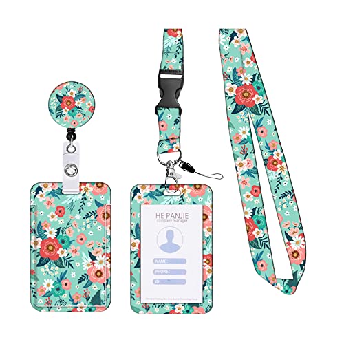 KHDULQ Ausweishülle Mit Band,Kartenhülle Ausweishülle Mit Band Kartenhalter Lanyard Mit Ausweishalter Band, Id Card Holder, Karten Schutzhülle(Avocado pattern) für Handy-Lanyards,Büro- und Schulbedarf von KHDULQ