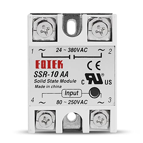10PCS SSR-10AA 25AA 40AA Einphasiges Solid State Relais 10A 25A 40A Modul 80-250V AC Eingang 24-380V AC Ausgang KHzIgRdY (Size : 10AA) von KHIRY