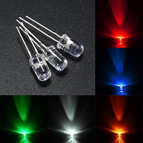 Kurze Beine, 16 mm, ultrahell, Rot/Grün/Blau/Weiß/Gelb, ultrahelle, 5 mm runde LED-Diode, F5, 3,0–3,2 V KHzIgRdY (Color : 20pcs X5 Color) von KHIRY