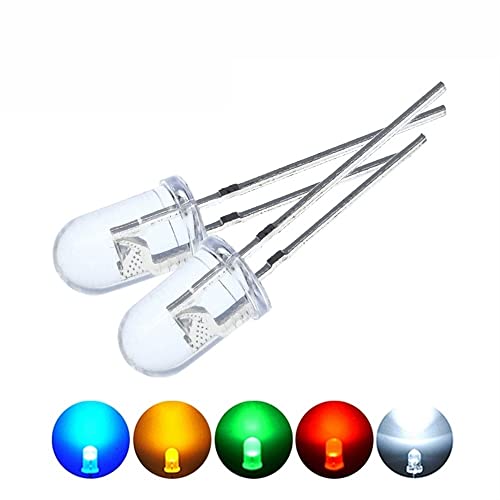 LED-Lampen, transparent, rund, 5 mm, helles Wasser, klar, grün, rot, weiß, gelb, blaues Licht, LED-Leuchtmittel, Diode KHzIgRdY (Color : 20pcs X5 Color) von KHIRY