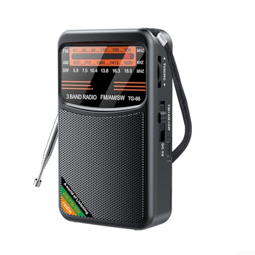Taschen-Handfunkgerät AM/FM/SW mit 3-W-Lautsprecher, wiederaufladbarer 1000-mAh-Akku, kompakte Größe 116,270,531,6 mm, Typ-C-Ladung, klarer Klang, tragbar für Reisen, Outdoor-Aktivitäten (schwarz) Taschen-Handfunkgerät AM/FM/SW mit 3-W-Lautsprecher, wiederaufladbarer 1000-mAh-Akku, kompakte Größe 116,270,531,6 mm, Typ-C-Ladung, klarer Klang, tragbar für Reisen, Outdoor-Aktivitäten (schwarz) von KHIronHive