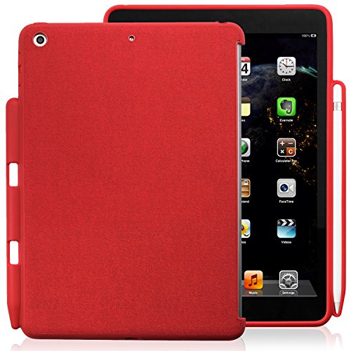 KHOMO Accessories iPad 9.7 Inch Case (2017 & 2018) with Pencil Holder - Companion Cover - Perfect Match for Apple Smart Keyboard and Cover - Twill Red von KHOMO