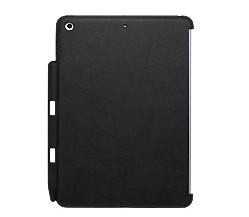 KHOMO Schutzhülle Rückseite für Apple iPad 9.7 2018 Porta Apple Pencil Innen Mikrofaser Kompatibel mit Smart Cover - Leder Schwarz mit Stifthalter von KHOMO