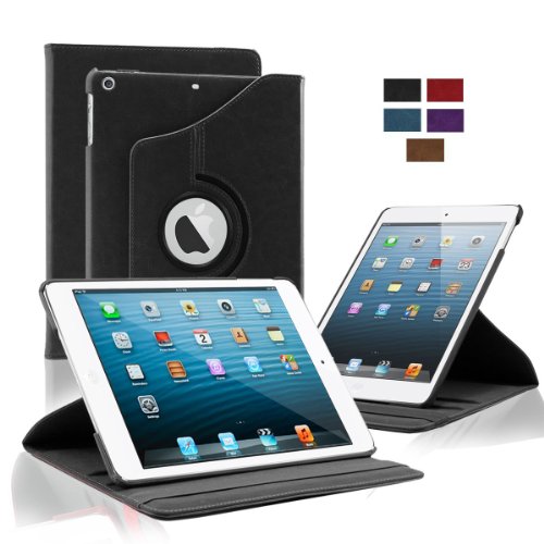 KHOMO Schutzhülle für Apple iPad Air, PU-Leder, 360 Grad drehbar, mit Magnetverschluss, Schwarz von KHOMO