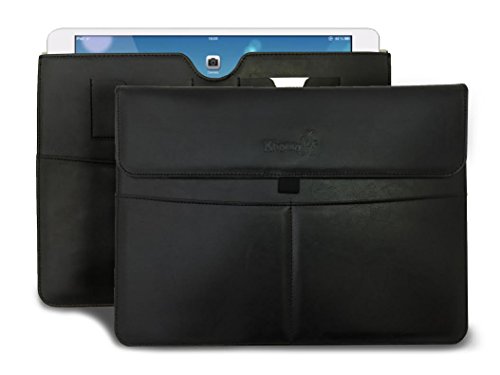 KHOMO Schutztasche für Apple iPad Pro 12.9 Tablet und MacBook 12, Air 11 Laptop Hülle Sleeve Zubehör Taschen iPad Pro Leder Schwarz von KHOMO