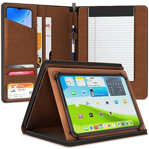 KHOMO Universal Padfolio Case - Portfolio Organizer für Tablet 8,5 bis 11 Zoll - PU Leder Notebook Pad Halter Ordner für iPad, Air, Pro & andere von KHOMO