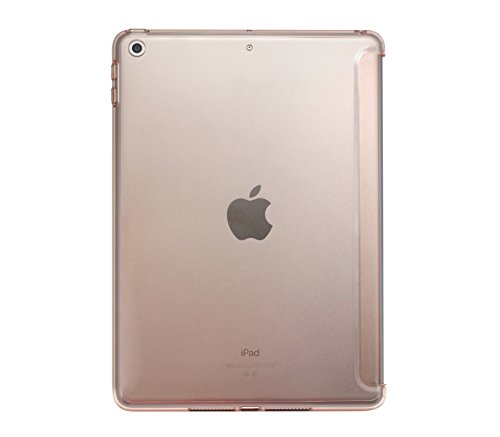 KHOMO iPad 9.7 2018 und 2017 Rückseite Back Case Hülle Gehäuse nur Heckschutz Schutz Kompatibel mit Smart Cover - Rosa Sand Halbtransparent von KHOMO