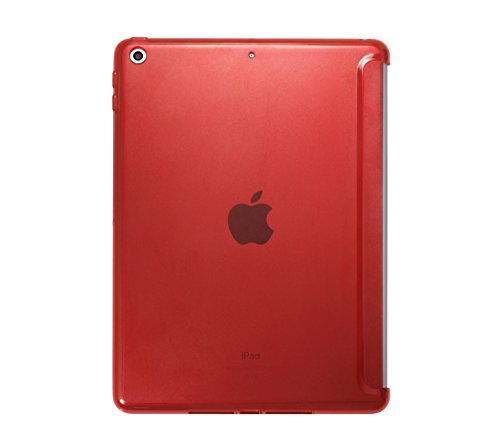 KHOMO iPad 9.7 2018 und 2017 Rückseite Back Case Hülle Gehäuse nur Heckschutz Schutz Kompatibel mit Smart Cover - Rot Halbtransparent von KHOMO