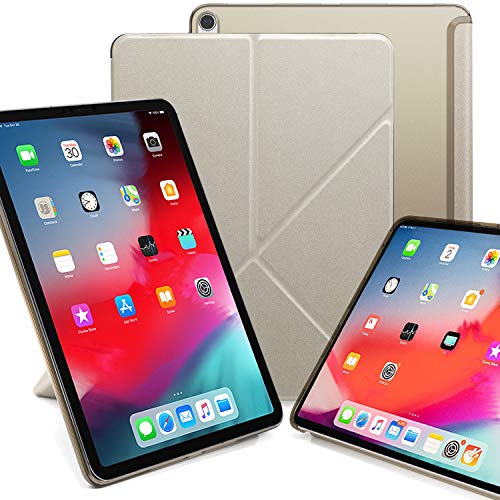 KHOMO iPad Pro 11 2018 Smart Cover Schutzhülle mit Halbdurchsichtiger Silikonrückseite und Origami Aufstellungsmöglichkeiten - Golden von KHOMO