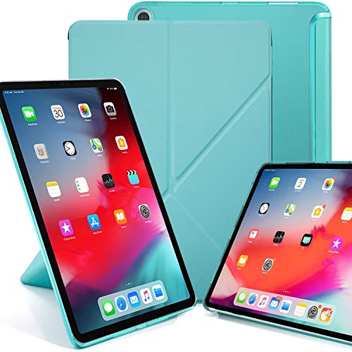 KHOMO iPad Pro 11 2018 Smart Cover Schutzhülle mit Halbdurchsichtiger Silikonrückseite und Origami Aufstellungsmöglichkeiten - Minzgrün von KHOMO