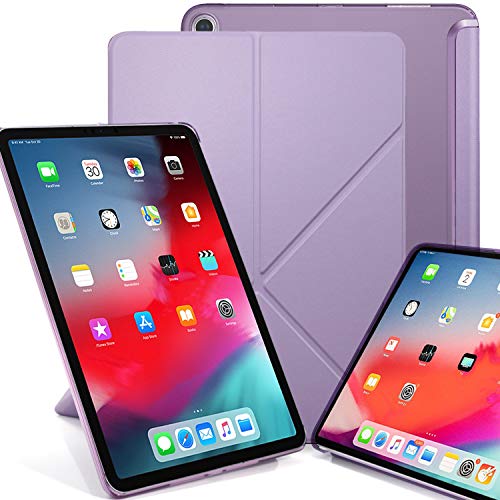 KHOMO iPad Pro 11 2018 Smart Cover Schutzhülle mit Halbdurchsichtiger Silikonrückseite und Origami Aufstellungsmöglichkeiten - Violett von KHOMO