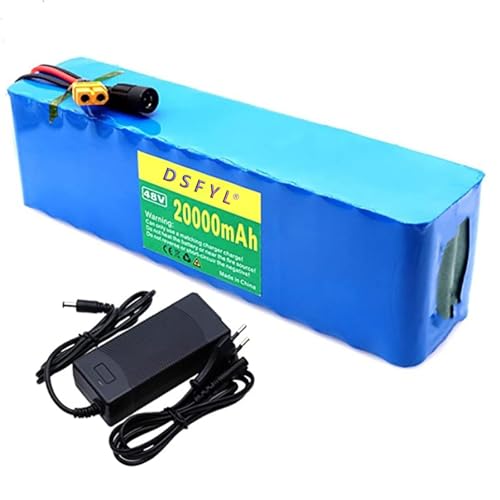 48V 20Ah Ebike Akku Lithium Pack, 13S3P Ion Elektrofahrrad mit Ladegerät 54,6V 2A, für 800W Motor Fahrrad Roller von KHUKHU