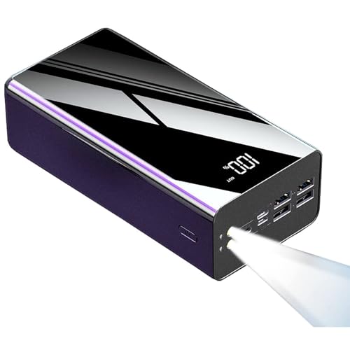 KHUKHU Externer Akku, 100.000 mAh, LCD-Display, Spiegel, tragbares Ladegerät, Schnellladegerät für Telefon, externer Akku und Taschenlampe von KHUKHU