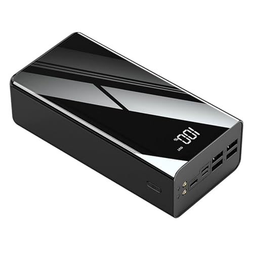 KHUKHU Tragbares Ladegerät, 100.000 mAh, externer Akku, hohe Kapazität mit Display, lädt 4 Geräte gleichzeitig, Schwarz von KHUKHU