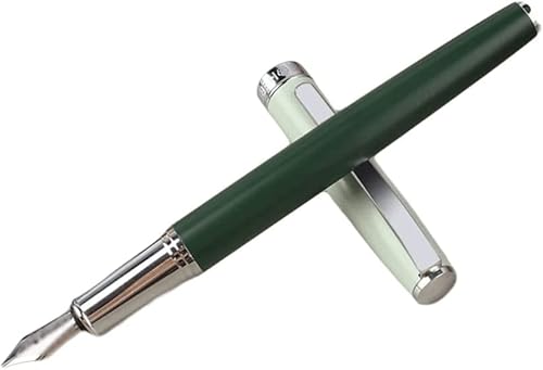 Füller Luxus-Füllfederhalter, klassischer Füllfederhalter, feine Feder, Silberrand-Füllfederhalter, Retro mit Metallfeder, Business-Signatur-Stift, hochwertige, schöne Stifte (Color : Green) von KIANSLA