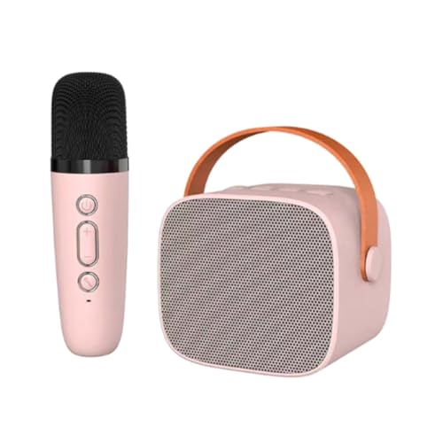 KICHI Bluetooth-Lautsprecher mit 1 kabellosem Mikrofon, Musik-Player für Erwachsene und Kinder, Subwoofer-System, Rosa, langlebig, einfache Installation, einfach zu bedienen von KICHI