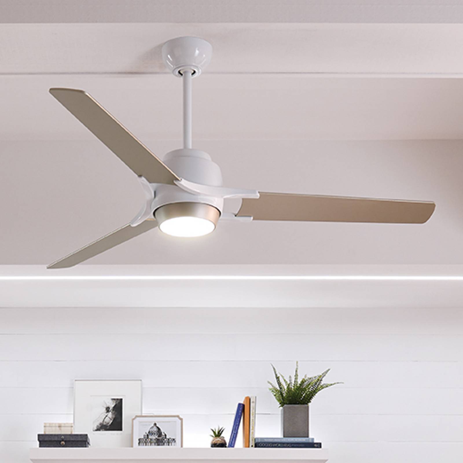 LED-Deckenventilator Zeus dreiflügelig weiß-silber LED-Deckenventilator Zeus dreiflügelig weiß-silber von KICHLER