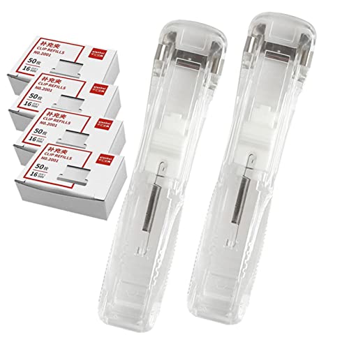 KICHOUSE 1 Satz Nahtlose Heftklammer Klein Clips Schreibtisch Büro Nahtlose Grundnahrungsmittel Aktenhefter Und Clip Wiederverwendbarer Aktenhefter Buchbindematerialien Eisen Transparent von KICHOUSE