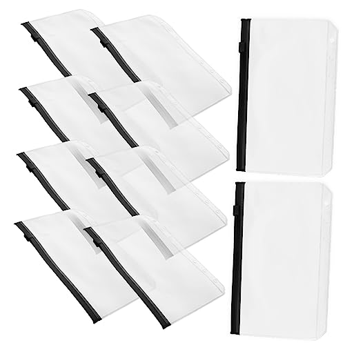 KICHOUSE 10 Stück Ordner-reißverschlusstaschen Kordelstring Veranstalter Transparente Dokumententaschen Rollen Beutel Zum Organisieren Organisation Budgetmappenumschläge Gestell Black Pvc von KICHOUSE