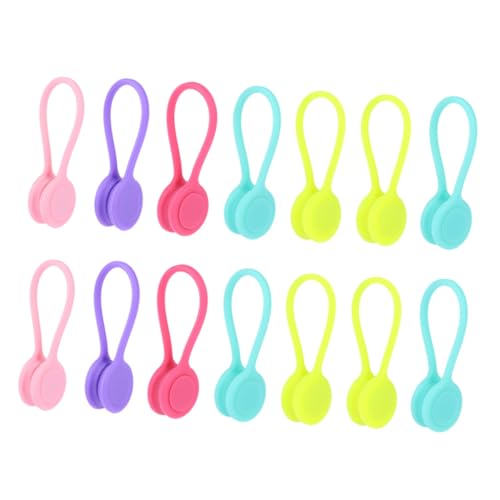 KICHOUSE 14Stücke Magnetischer Kabel Organizer Kabelaufbewahrungs Organizer Kabelaufwicklung Kopfhörer Fixierung Vielseitig Einsetzbar Bunten von KICHOUSE
