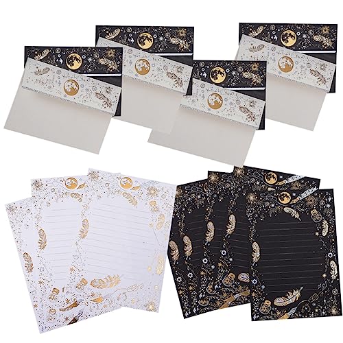 KICHOUSE 1Satz Briefpapier Mit Umschlägen Hochwertige Umschläge Und Briefpapier Set Mit Kreativem Heißpräge Design Umschläge Und Zufällige Für Einladungen von KICHOUSE