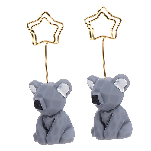 KICHOUSE 2 Stück 1 Satz Cartoon Animal Message Ordner Usb Hochzeitsdeko Memohalter Für Den Schreibtisch Halter Für Memo-clips Desktop-memo Cartoon-büroklammer Harz von KICHOUSE