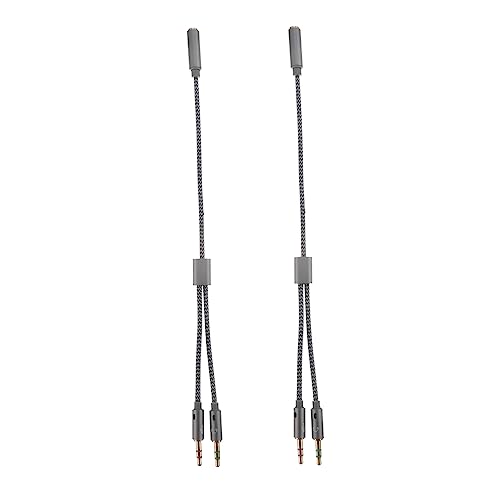 KICHOUSE 2 Stück Adapter Mikrofon-Splitter Kopfhörer Splitter Grey Doppelte Aluminiumschale von KICHOUSE